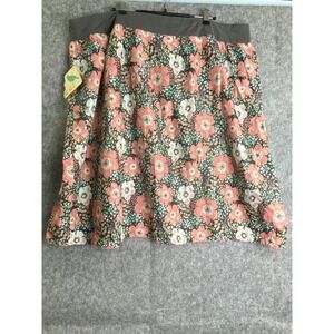 Floral Coral and Black Women’s A-Line Skirt